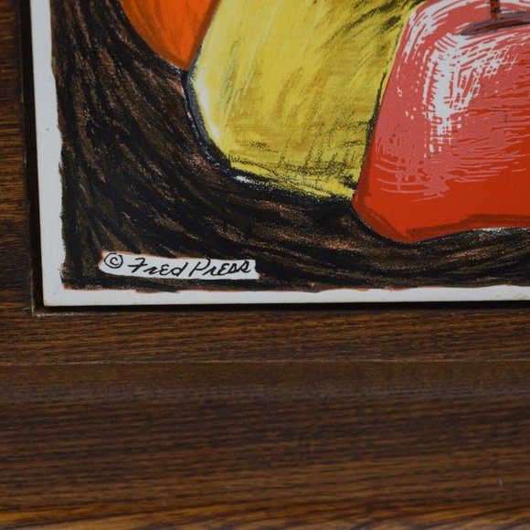 MCM VTG 1960's Fred Press Cheese Board Artist Signed Charcuterie Board - Picture 2 of 7